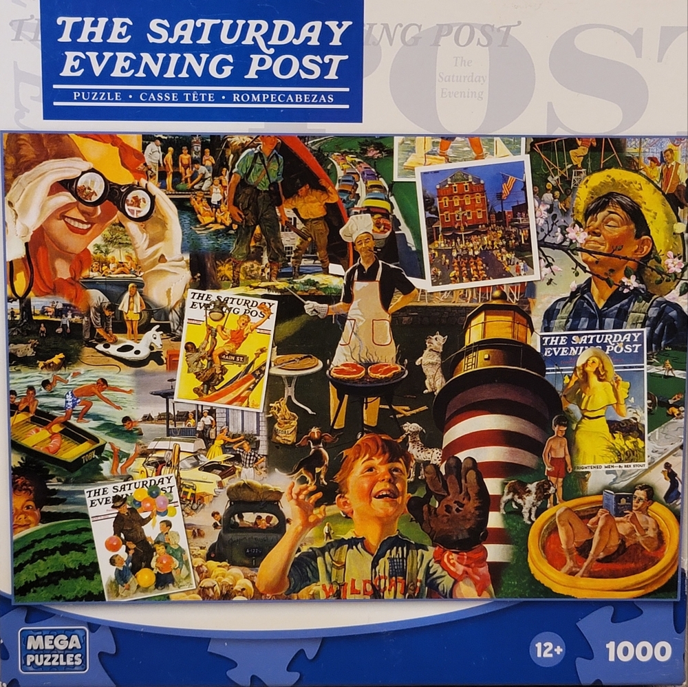 Mega puzzles the Saturday evening post summertime puzzle. 1000 pieces. Americana